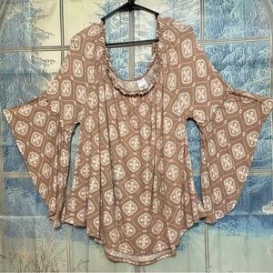 Time And Tru Off The Shoulder Flutter Sleeve Shirt Top Size XXL